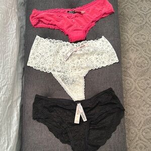 Victoria's Secret Lace Panties Set - Pink, White, Black